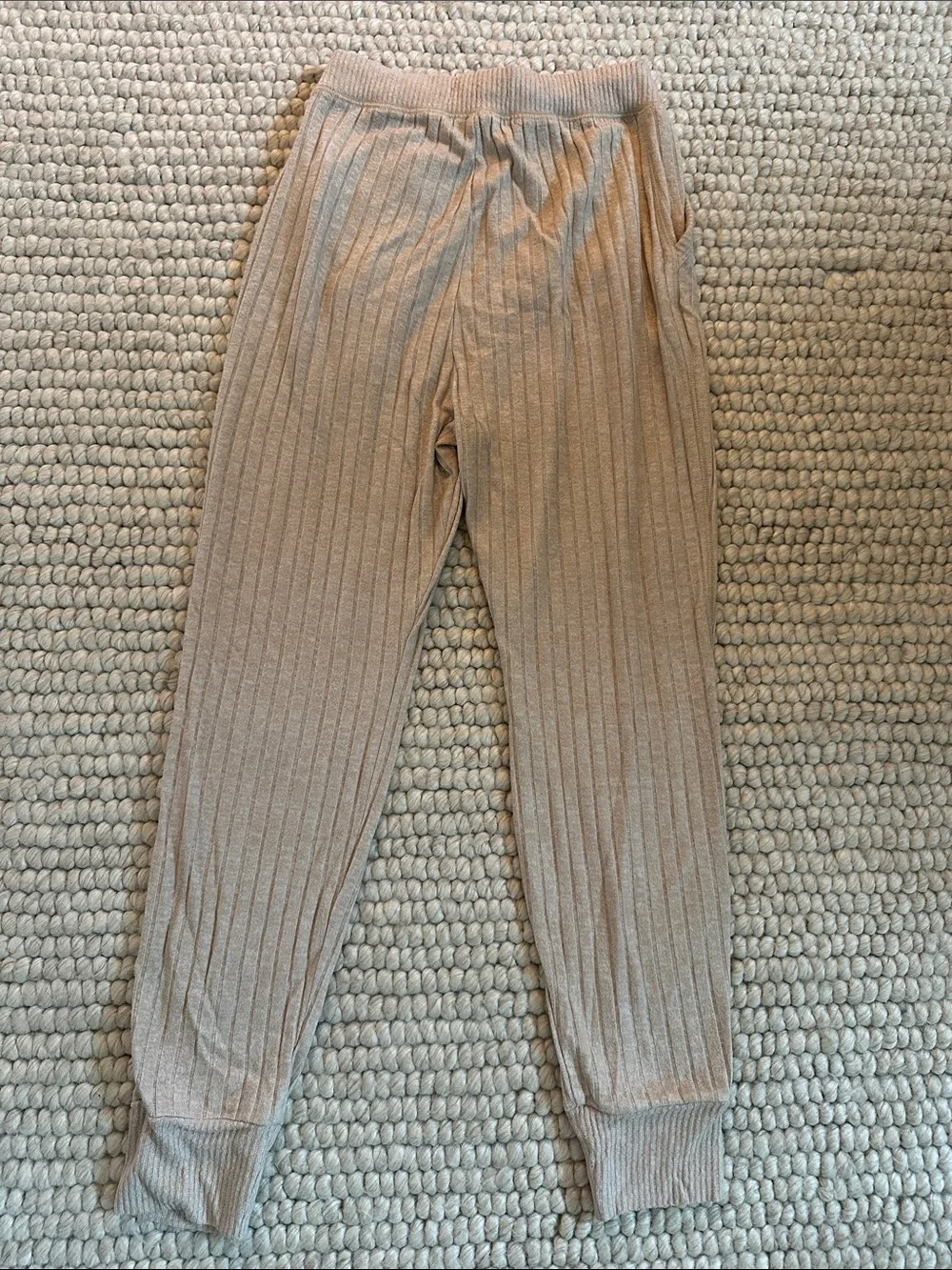 Abercrombie & Fitch Cozy Sleep Joggers Oatmeal Ribbed Size S